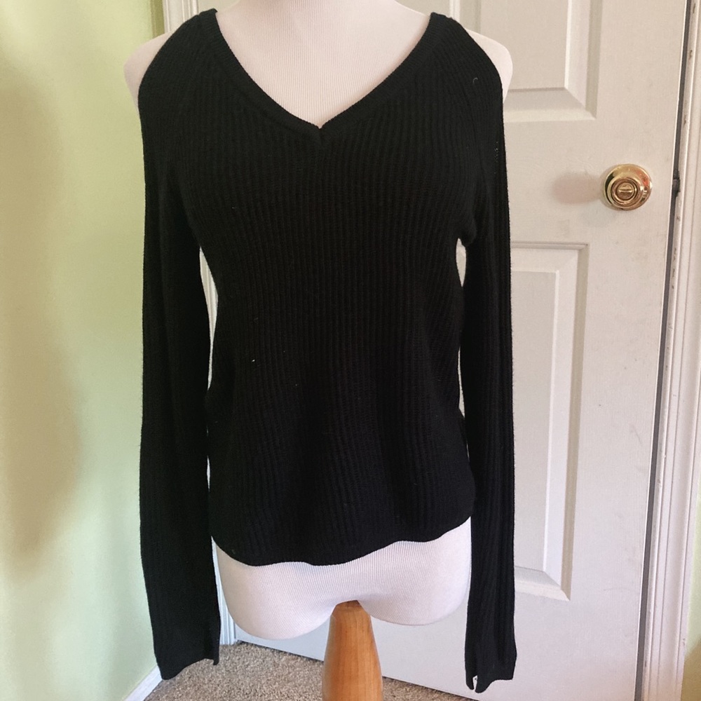 black cut out sweater